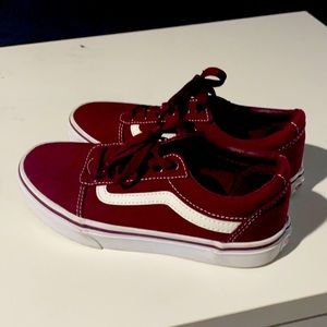 Kids Size 3 Burgundy and White Vans